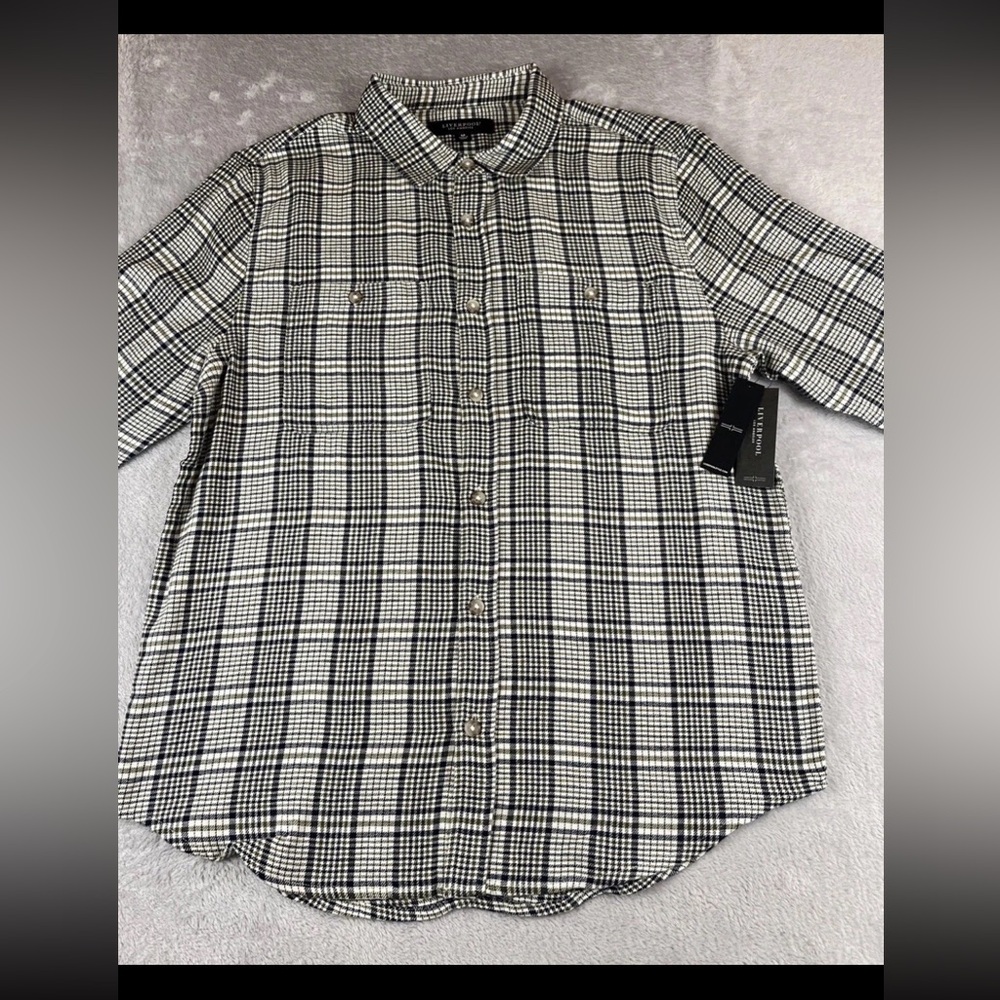 Liverpool Los Angeles Mens Long Sleeve Plaid button up shirt size Medium